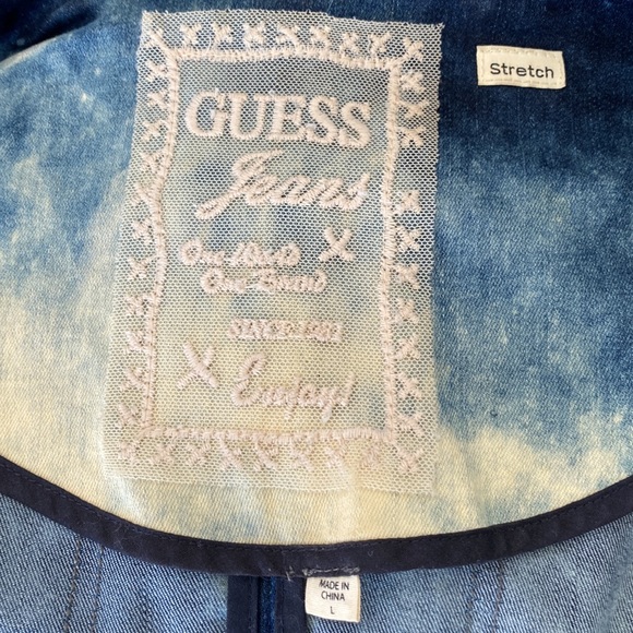 Fantastic retro acid wash or tie dye look guess short sleeve jean jacket size L - Picture 5 of 16